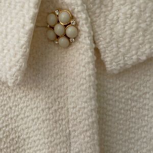 Talbots Boucle Suit Two Piece Set Women 14 Petite Cream Blazer & Skirt NWT